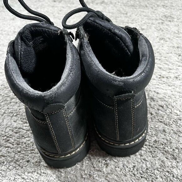 Vintage Y2K Skechers Boots Womens Chunky Work Ankle Bootie 2620 Black Leather - Picture 7 of 11